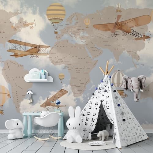 De Mapa Mundi Bege Com Nuvens