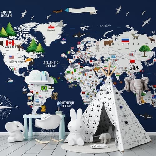 De Mapa Mundi Azul Com Branco