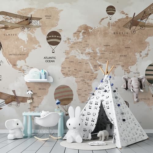 De Mapa Mundi Vintage Com Aviões