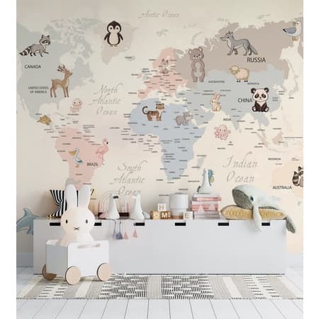 De Mapa Mundi Claro Com Animais