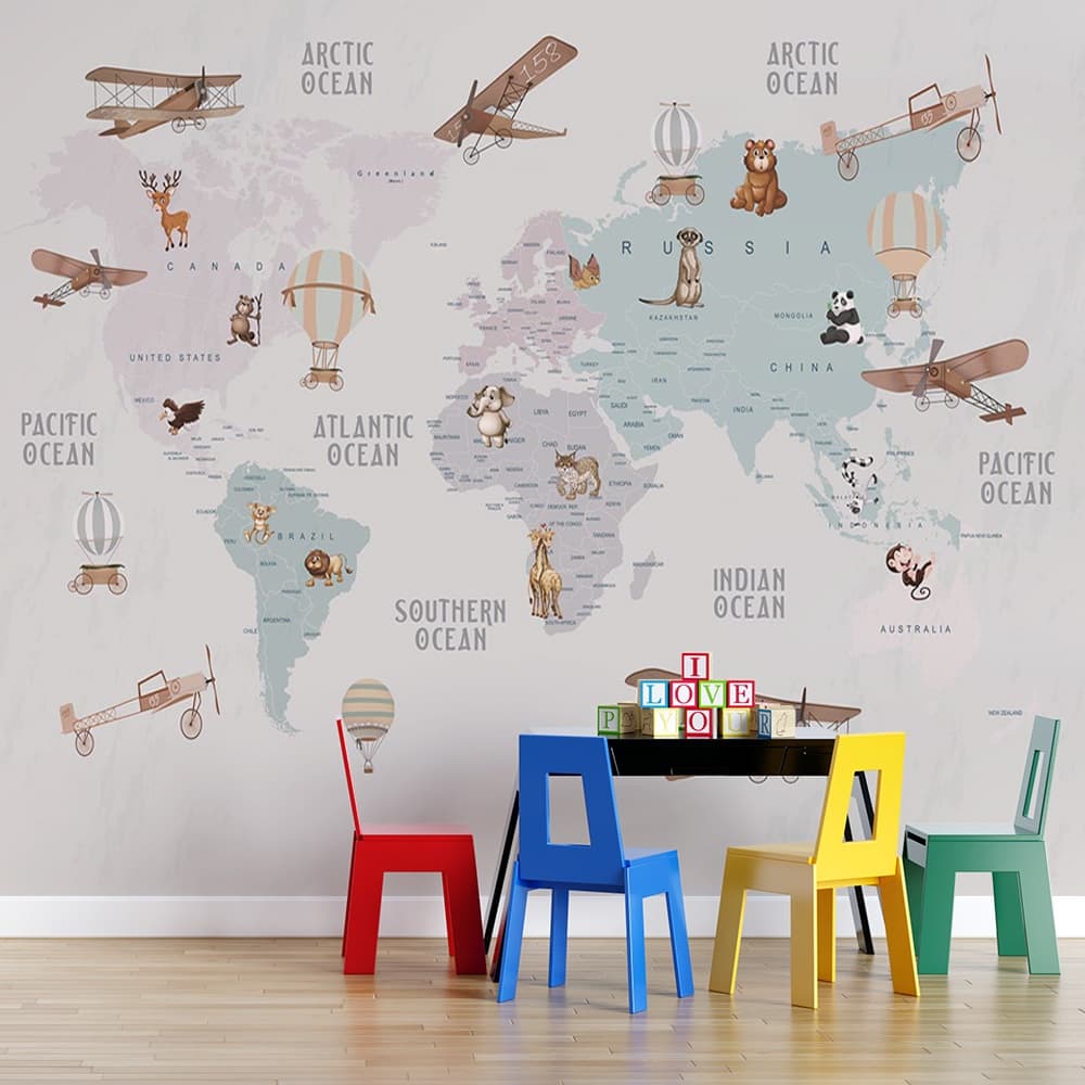 De Mapa Mundi Em Tons Pasteis