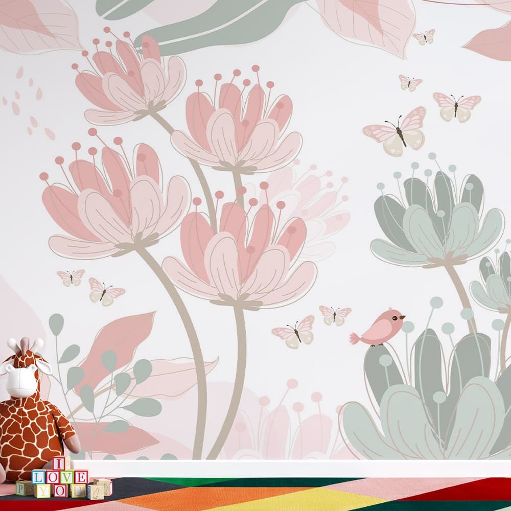 rama de flores e borboletas em aquarela 2