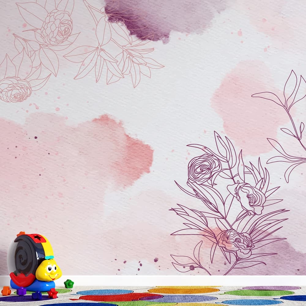 Folhas em Aquarela Rosa Violeta