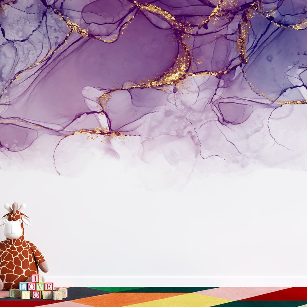 Aquarela Roxo com Dourado
