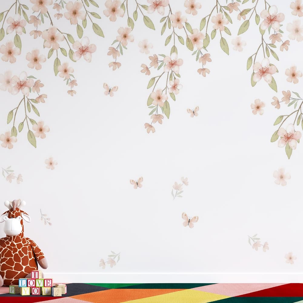 papel de parede jardim suspenso em tom pastel