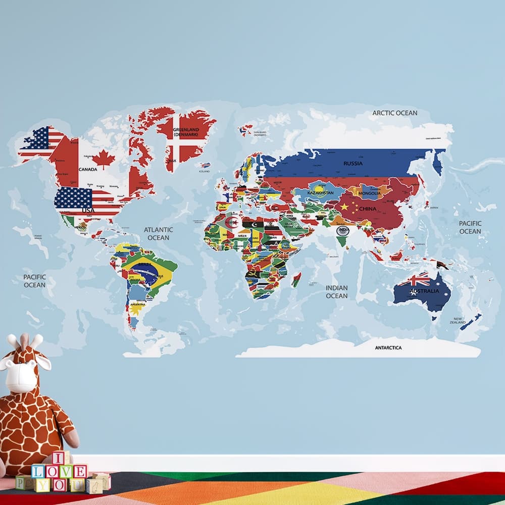 Mapa Mundi Bandeiras