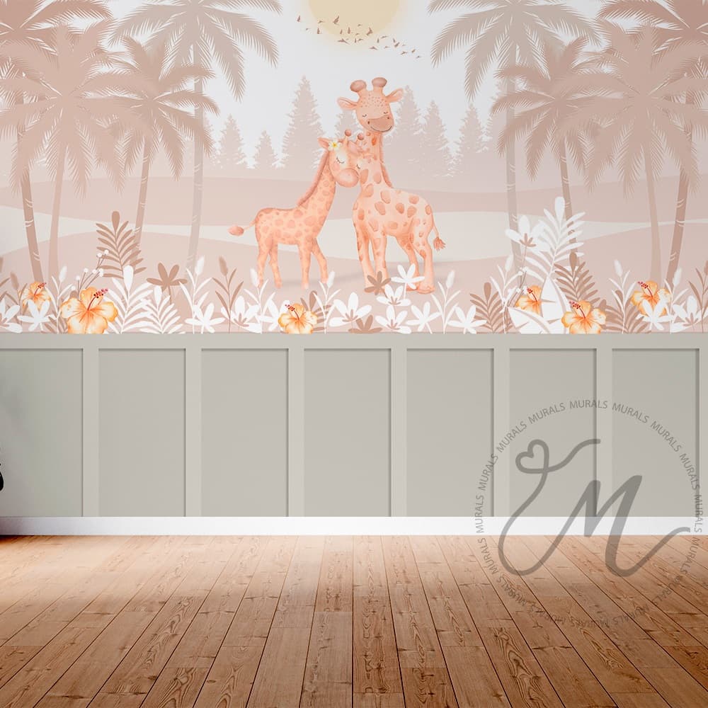 Safari Boho – Girafas na Savana para Quarto de Bebê