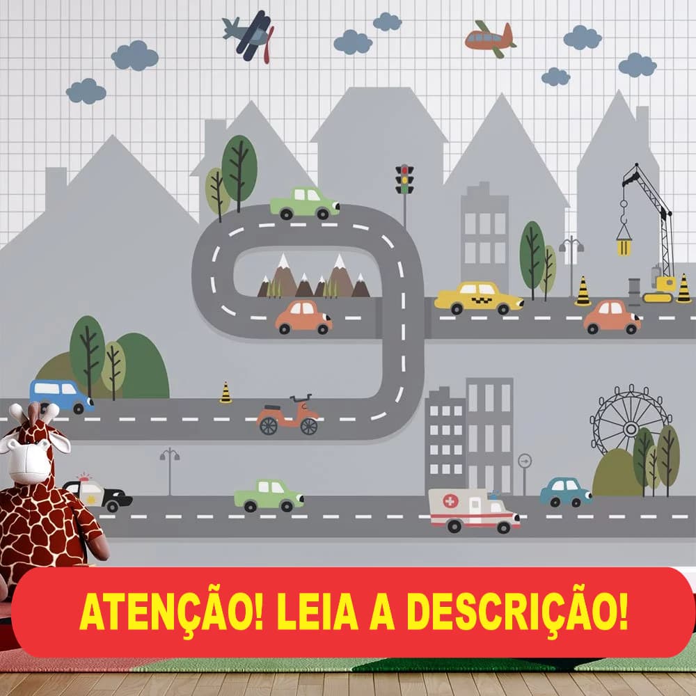 papel de parede infantil rua de carros