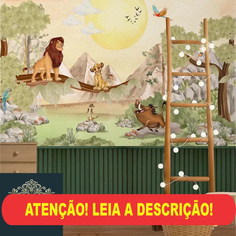 Rei Leão em Aquarela com Simba, Zazu, Timão, Pumba e Mufasa