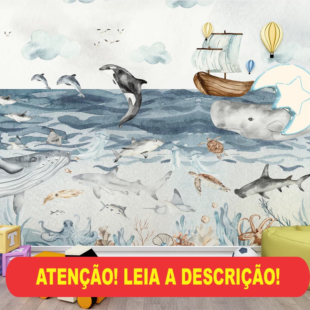 papel de parede fundo do mar com animais marinhos em aquarela