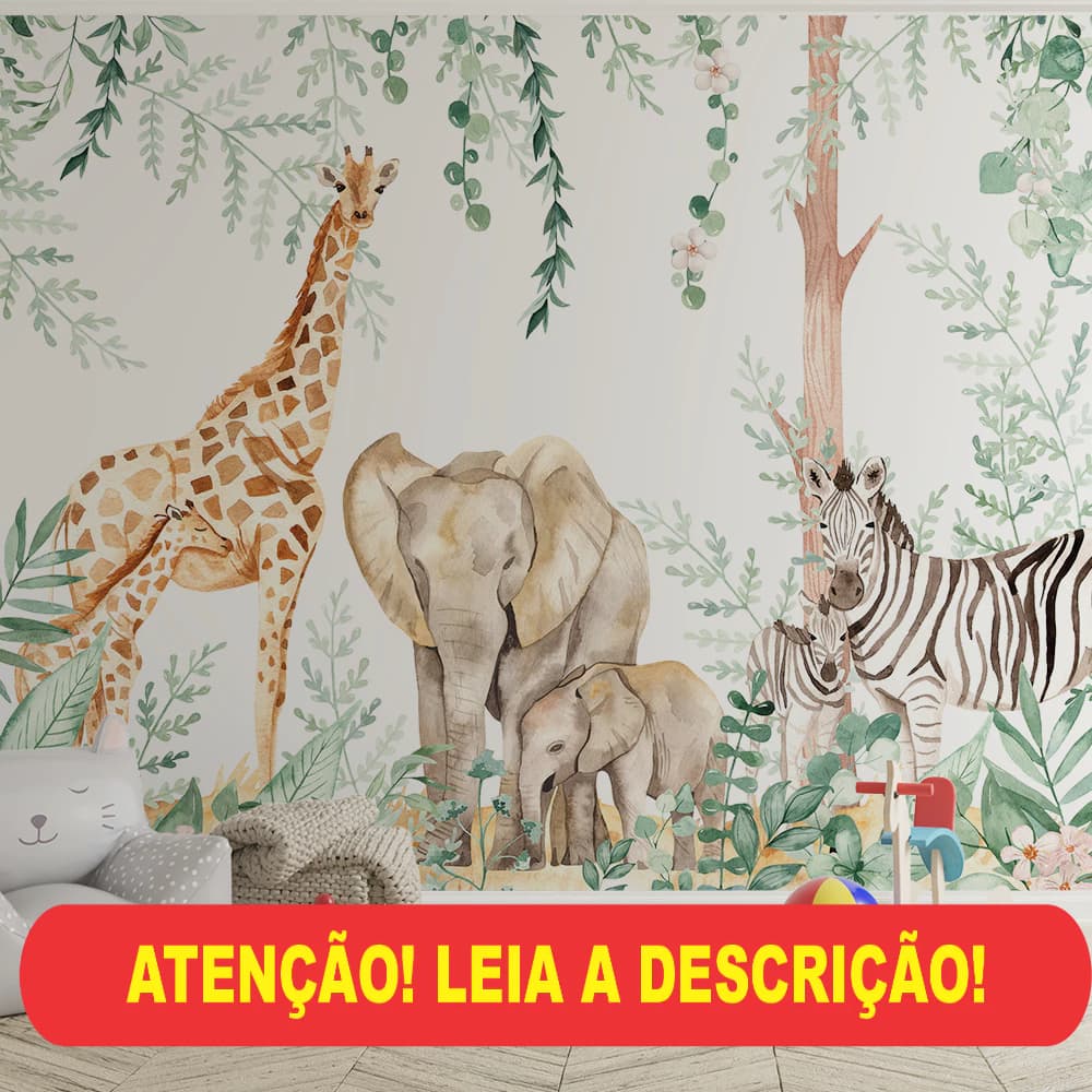 papel de parede floresta com animais em aquarela com nome personalizado