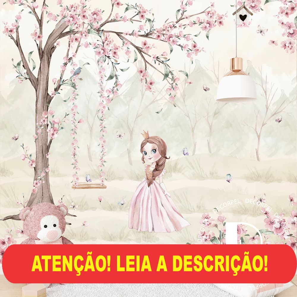 princesa em seu jardim encantado com árvores com flores
