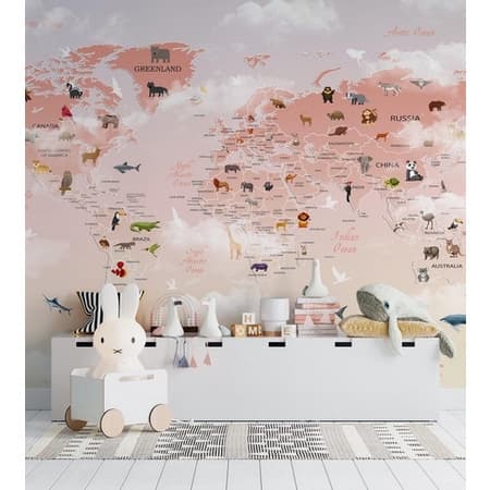 De Mapa Mundi Rosado Com Diversos A
