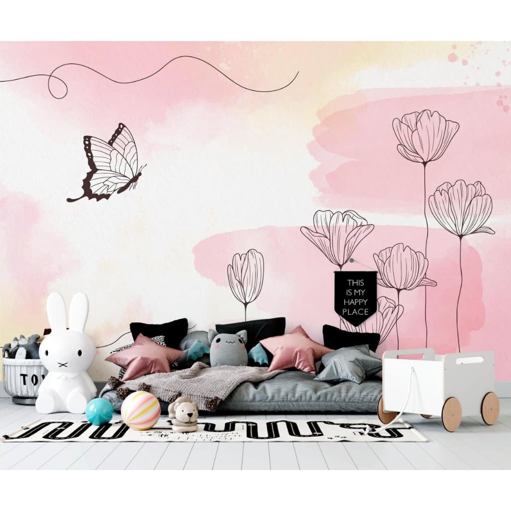 Floral Aquarelado – Borboleta & Flores 🌿 | Decoração Elegante e Minimalista