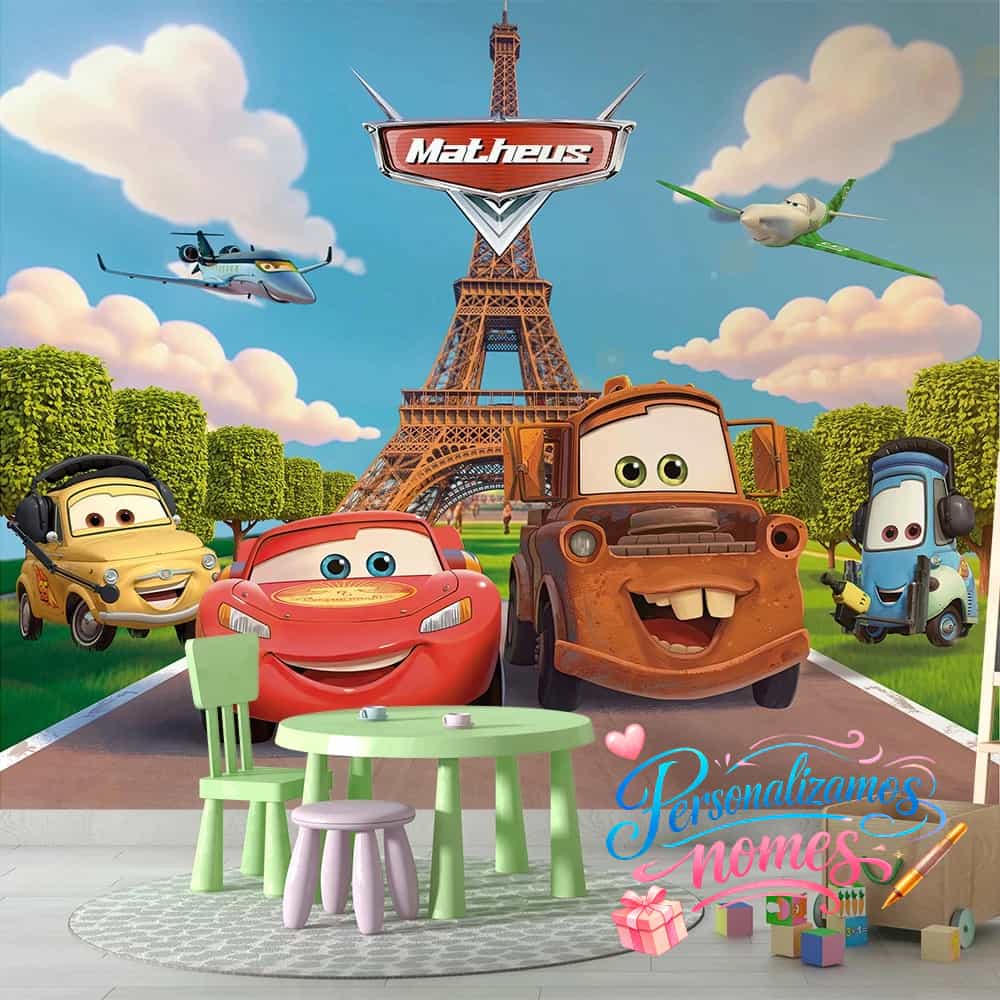 Papel de parede Carros da Disney em Paris com Nome