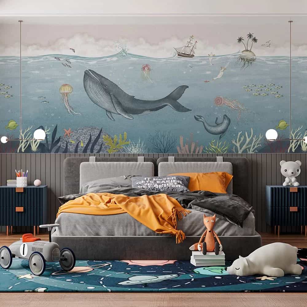 Papel de parede Baleia Azul sob os Barquinhos