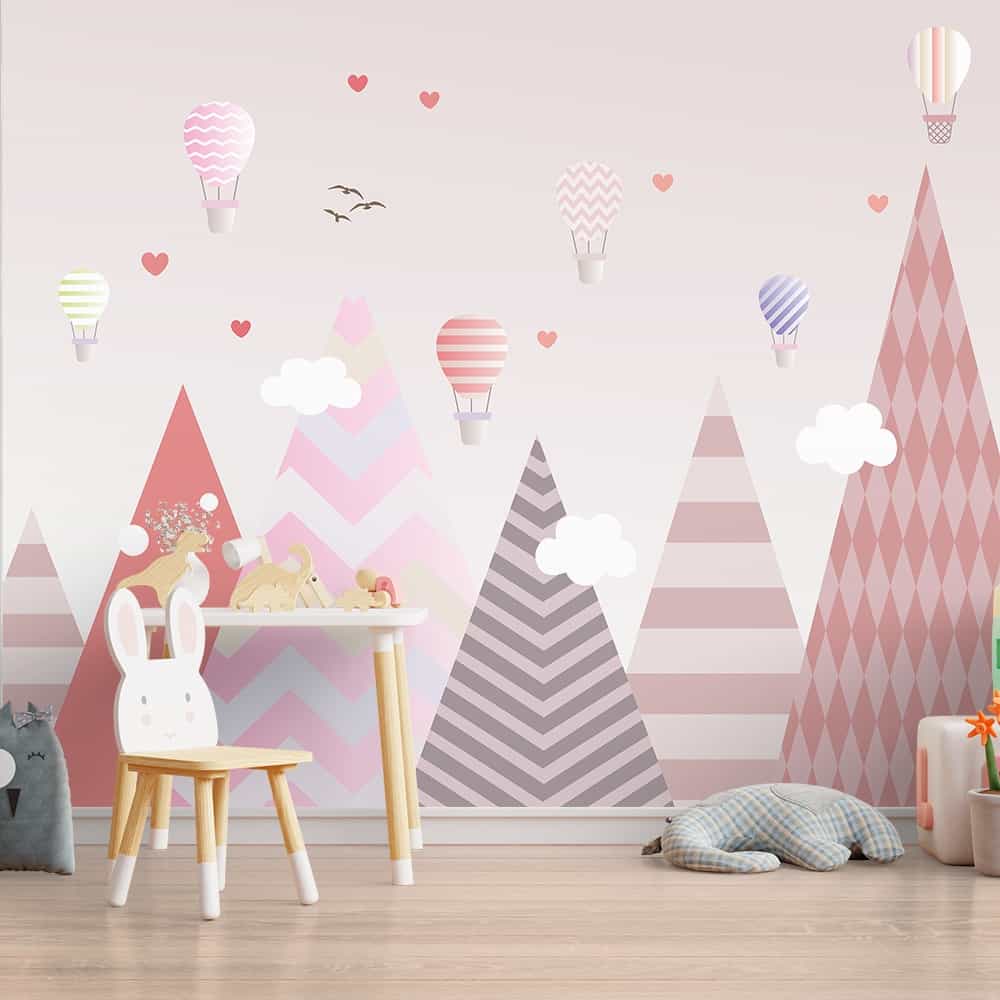 Papel de parede Montanhas Geométricas Rosa