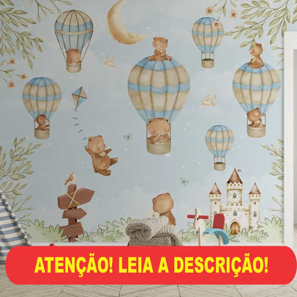 Papel de parede Ursinhos em Balões sobre o Castelo