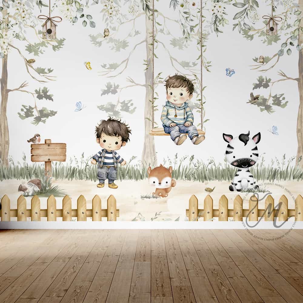 Papel de parede Meninos no Bosque