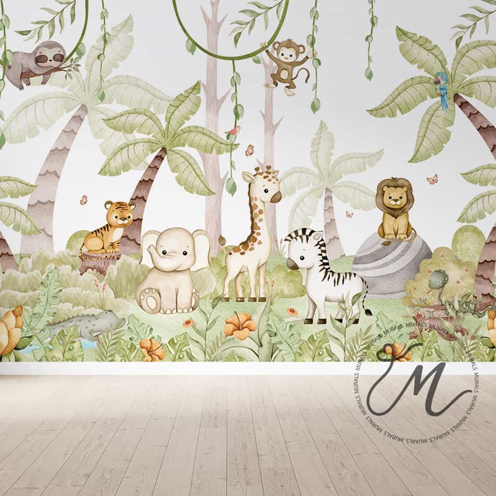 Papel de parede Safari Verde com Jacaré