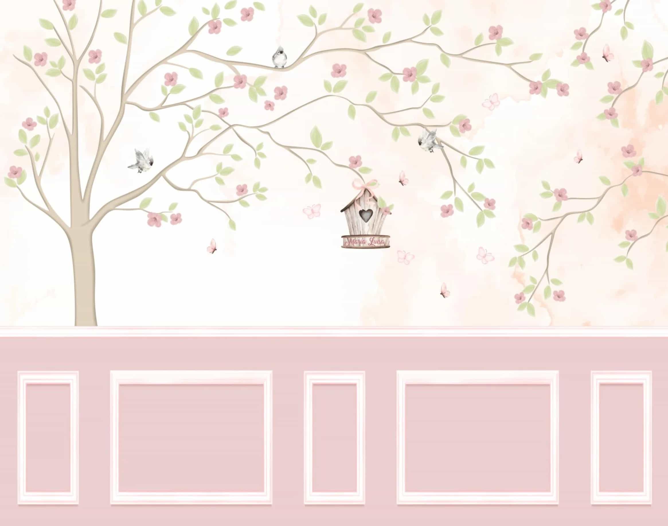 Papel de parede Jardim Encantado Boiserie