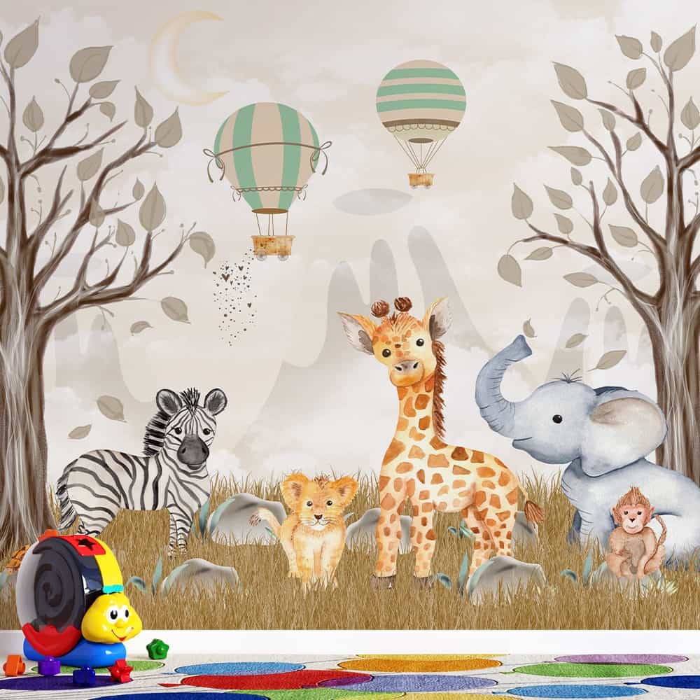 Papel de parede Safari Baby entre Árvores de Outono