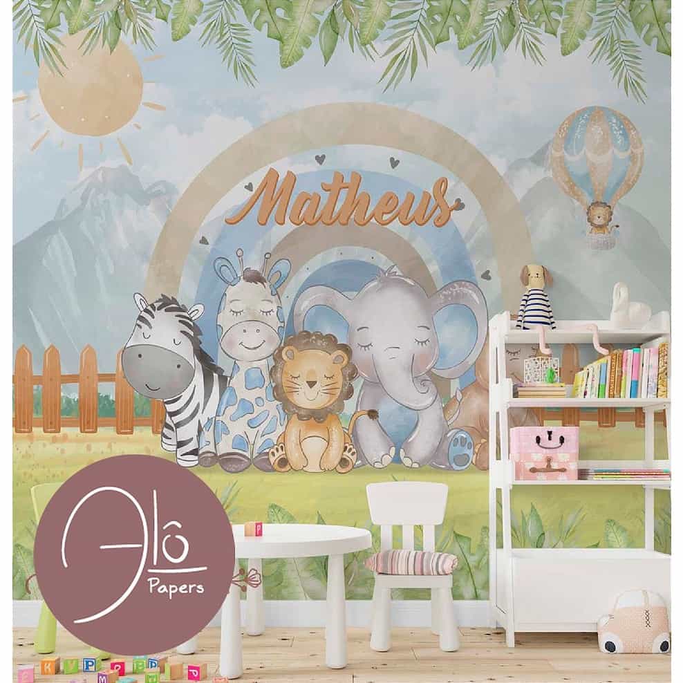Papel de parede Safari do Arco-íris com Nome