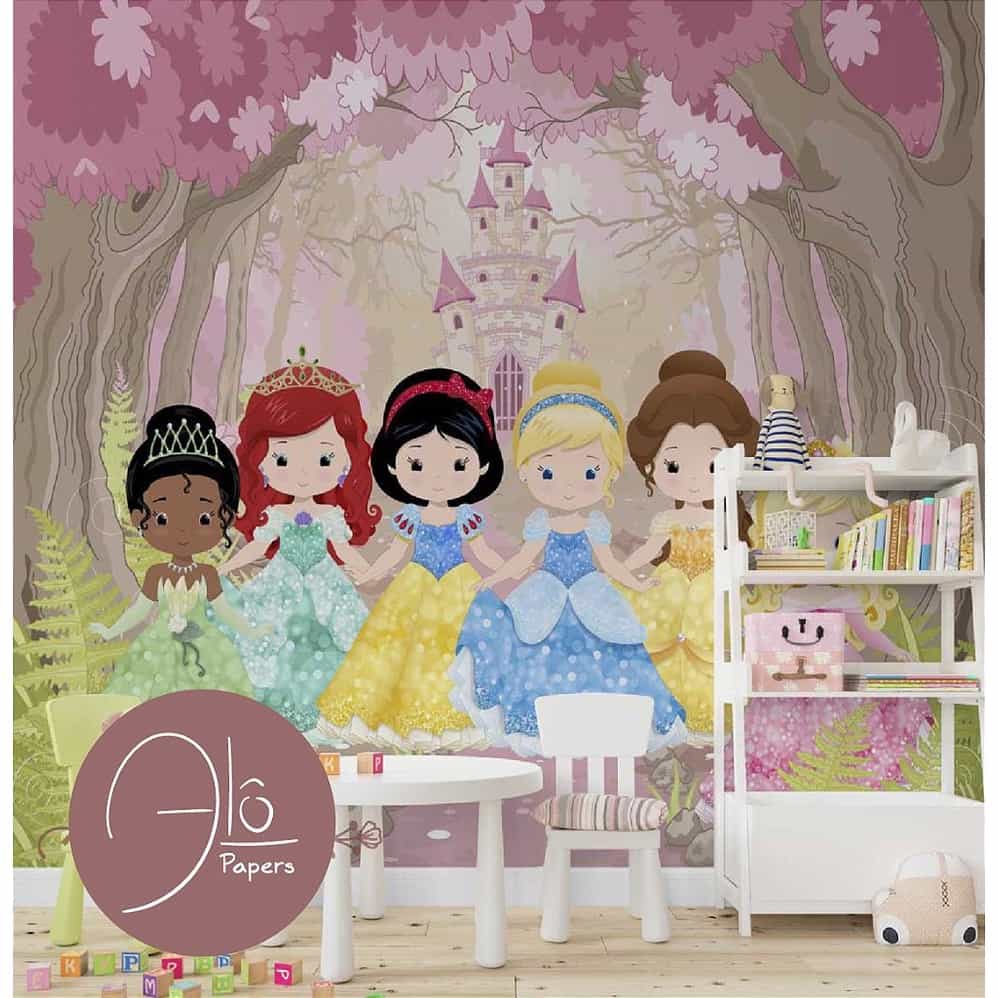 Papel de parede Princesinhas Baby na Floresta Rosa