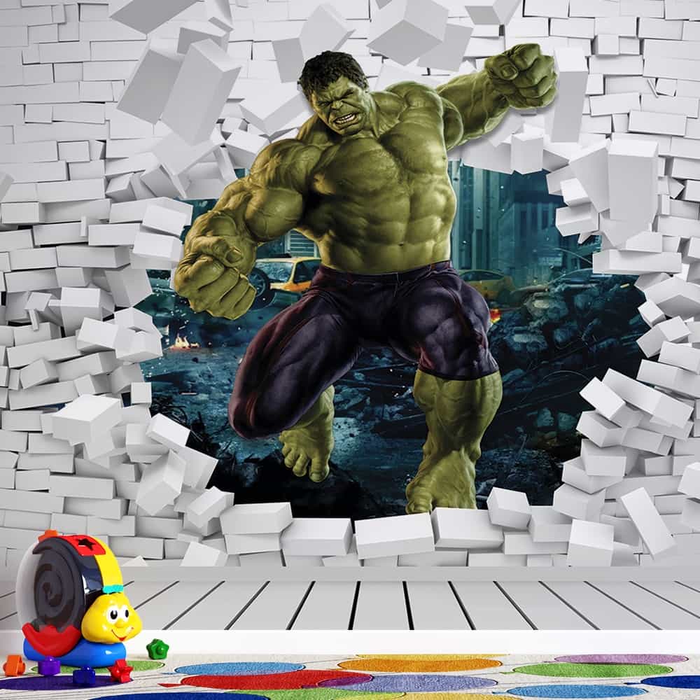 Papel de parede Hulk Esmagando a Parede 3D