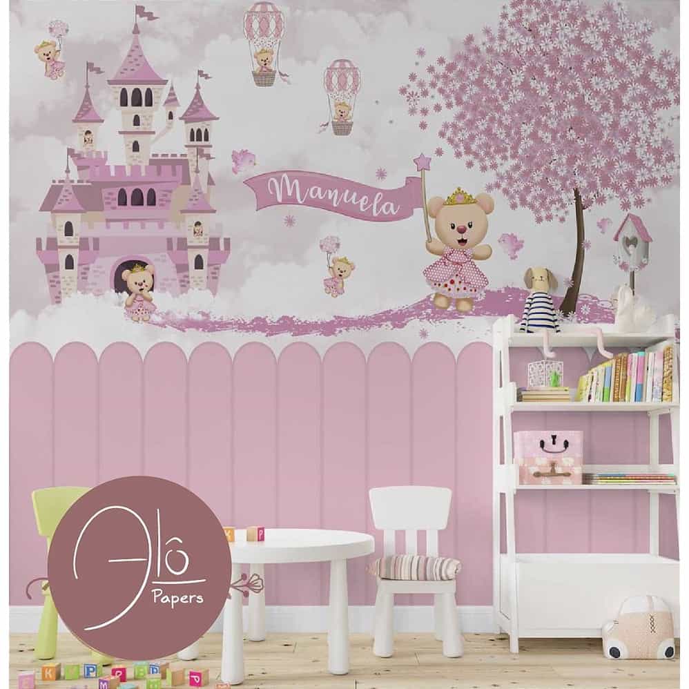 Papel de parede Ursinha Princesa no Castelo com Nome