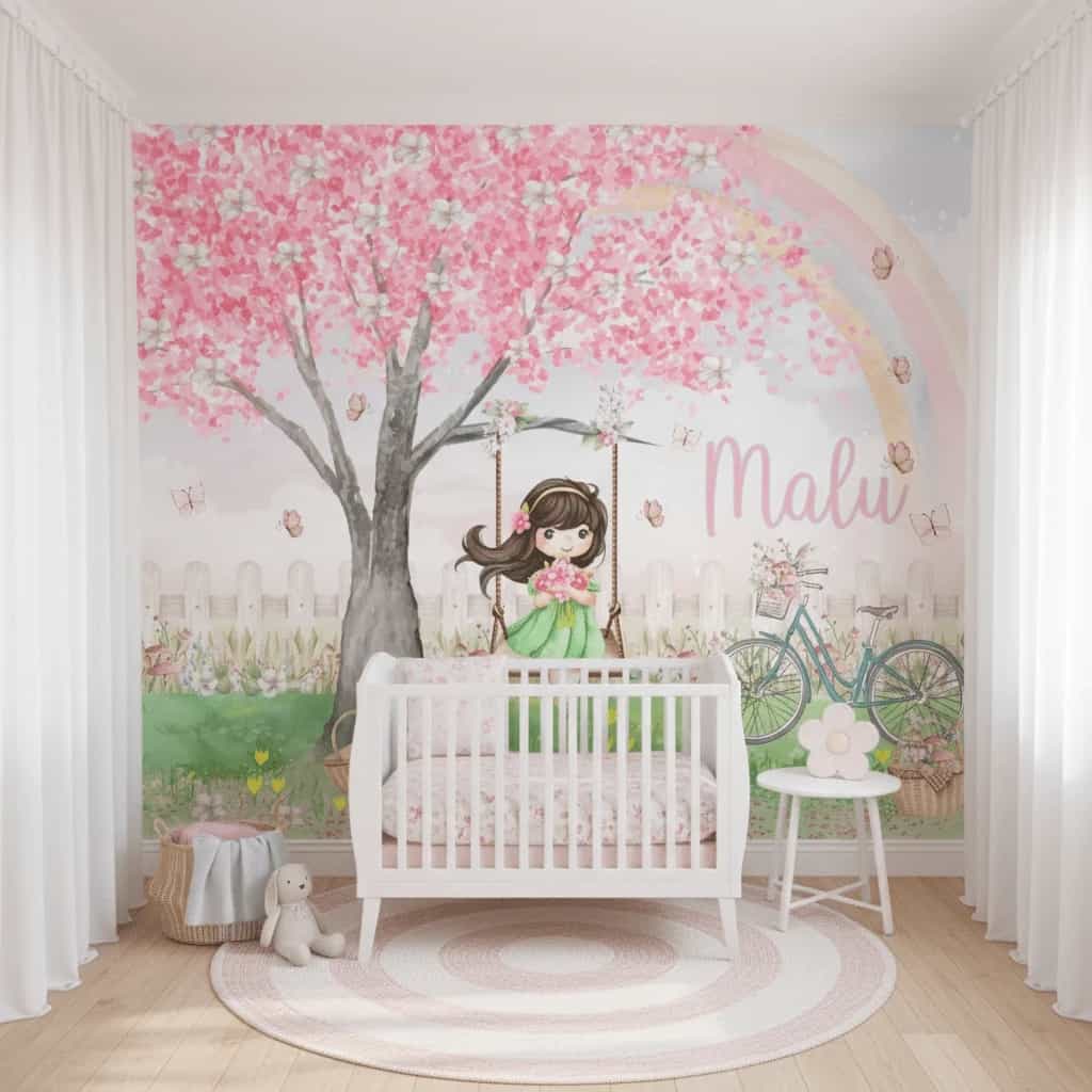 Papel de parede Menina Jardim