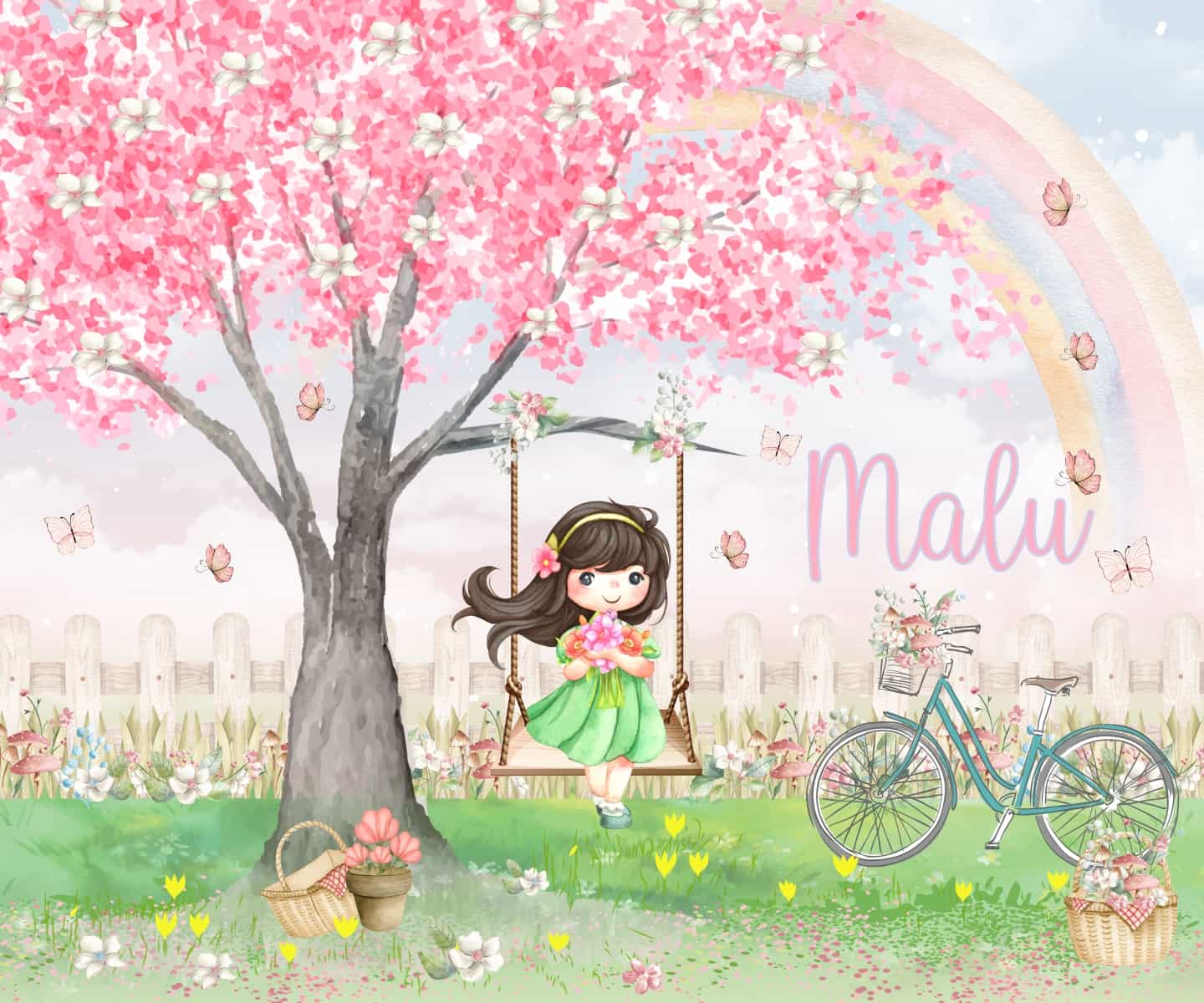 Papel de parede Menina Jardim - foto 2