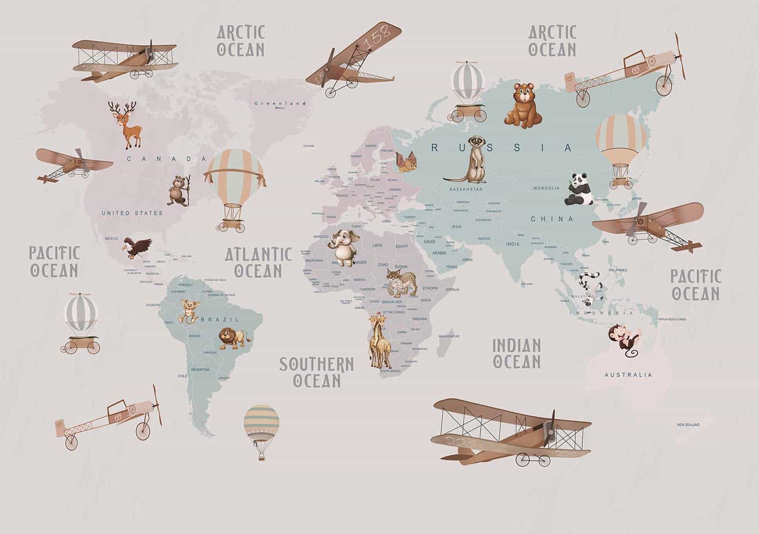 Papel de parede Mapa Mundi Pastel