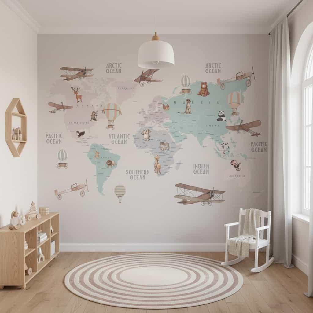 Papel de parede Mapa Mundi Pastel - foto 2